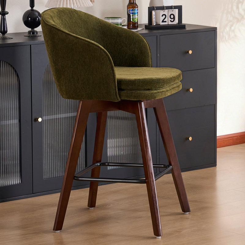 Tabouret de bar Allis Mid-Century, Chenille verte, 1