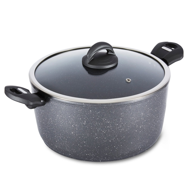 Tower T81286 Cerastone Forged Aluminium Casserole Pot with Ceramic Non-Stick Coating, Tempered Glass Lid, 28 cm, Graphite