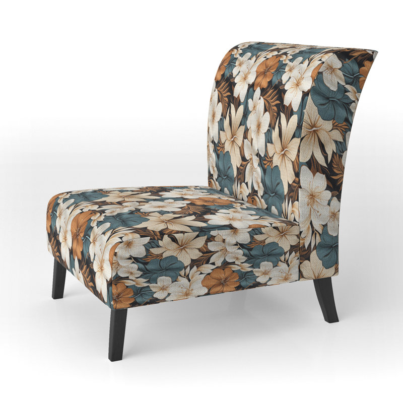 Fauteuil de chambre rembourré C, Serenity à motif tropical monochrome I