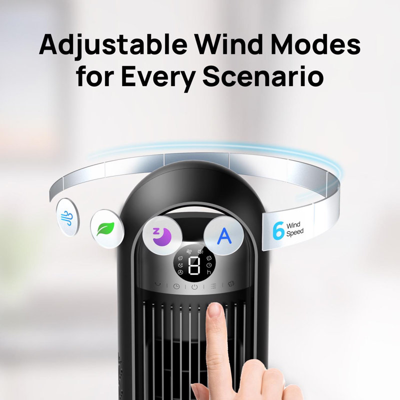 Dreo 36 In. Slim 6-speed Tower Fan, 25db Ultra-quiet Dc Motor, 90° Oscillation, Remote, 8-hour Timer