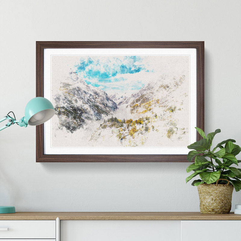 Mountain View in France - Framed Print, Walnut Framed, 62cm H x 87cm W x 2cm D
