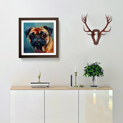Pug Palette Knife No.2 - Single Picture Frame Print on Wood