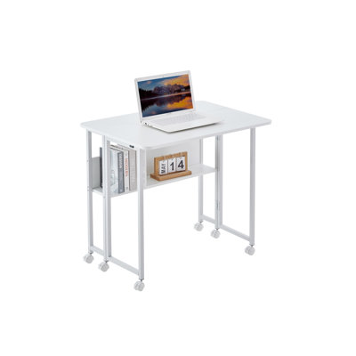 31.5 Inches White Folding Desk, For Computer Gaming In Kitchen Small Foldable Desk White, Stable And Study Home