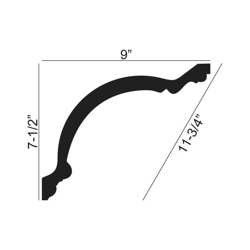 9 po x 7-1 / 2 po x 6 po feuilles longues avec œuf en polyuréthane et moulure couronnée