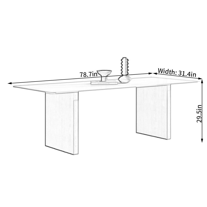 Peronne Ash Solid Wood Base Dining Table, 29.5"H x 31.4"L x 78.7"W