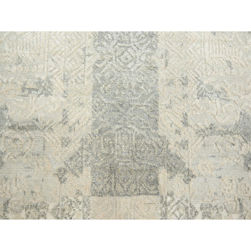 Tapis blanc en laine et soie noué à la main 8 pi 1 po x 10 pi 1 po 7379F29FC7224F5B83E2CE33684721C2