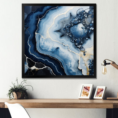 Blue Stone Geode Painting - Print