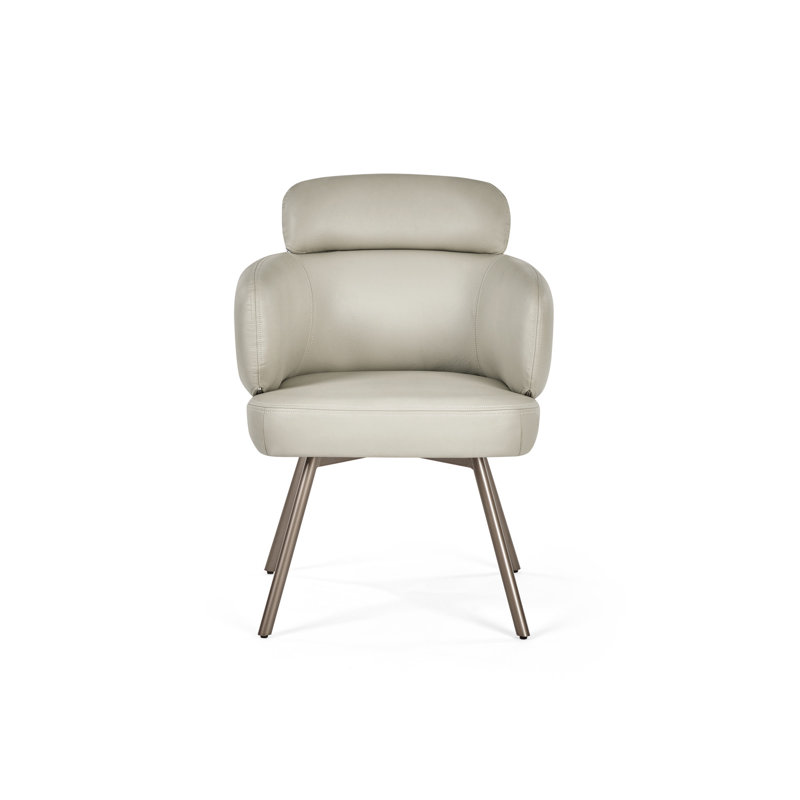 Demerion Set Of 2 Beige Faux Leather Swivel Dining Chairs