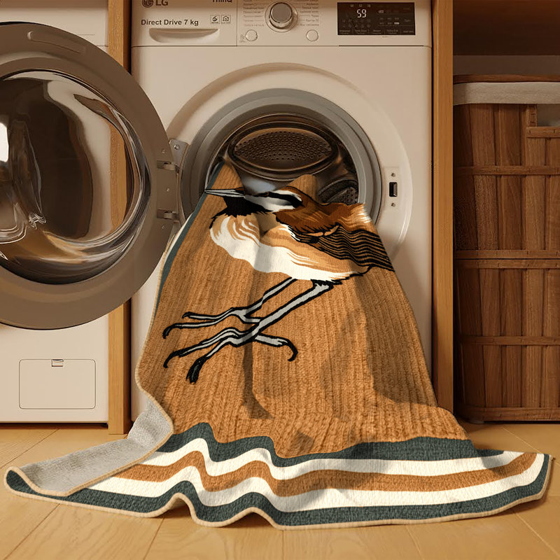 Washable Carolina Wren Birds Area Rug, Round 3'