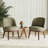 Modern Barrel Faux Leather Upholstered Accent Chair with Solid Wood Legs-600978498
