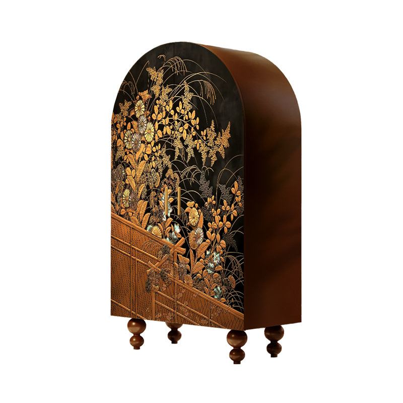 Armoire arquée avec tablettes et portes, Walnut