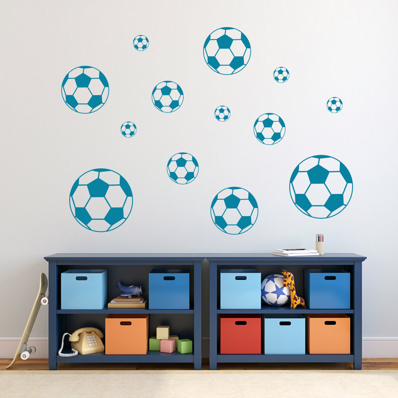 Adhésif décoratif ballons de soccer, Bleu sarcelle