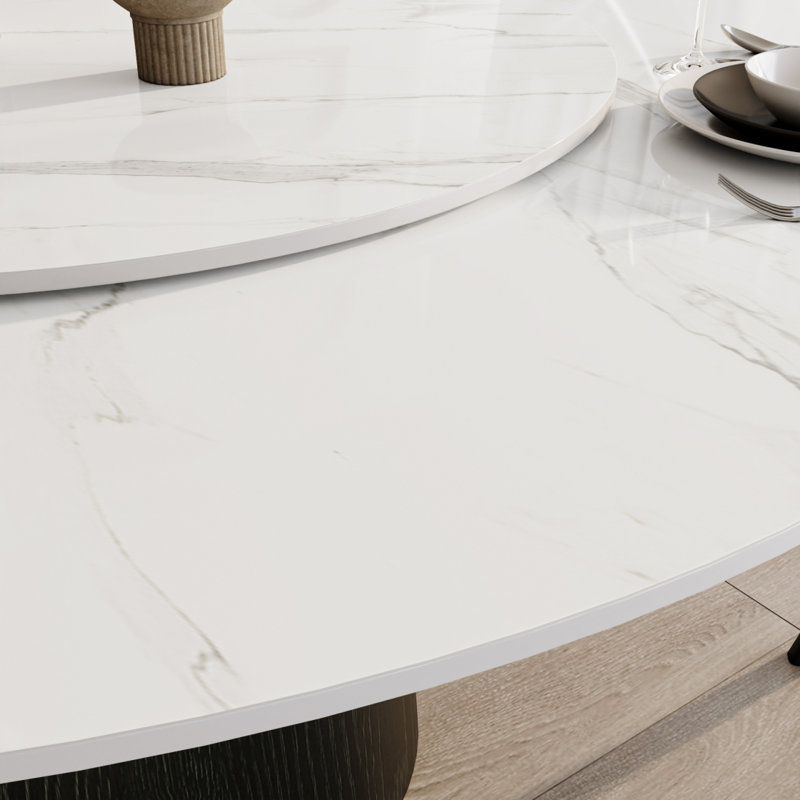 Table de salle à manger Modern, H 29,59 po x L 53,22 po x l 53,22 po, Blanc / Gris, Noir