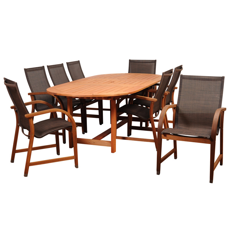 Alyisa 9 Piece Outdoor Furniture Dining Set, Brown