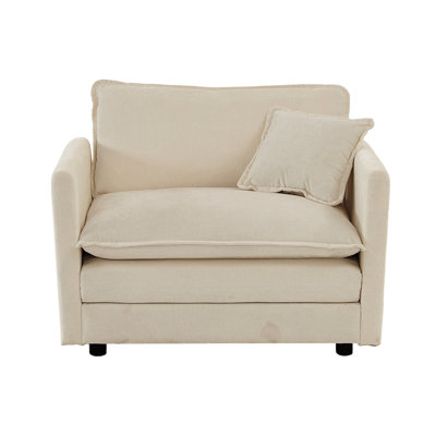 Canapé modulaire en chenille 1 + 3 places: revêtu de matériaux et de confort beige: 2 coussins relaxants