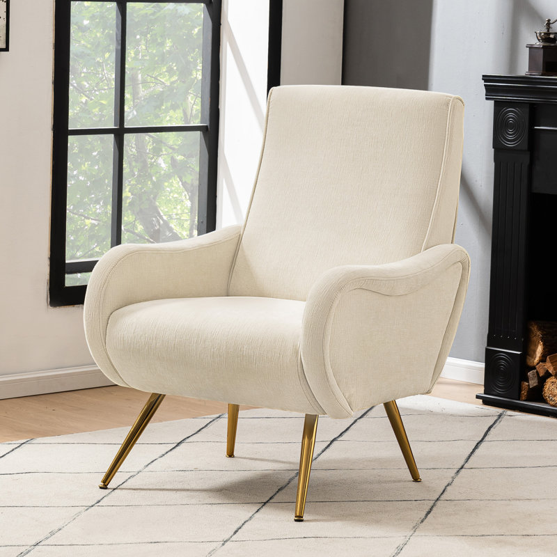 Salay 31.5" Wide Chenille Armchair, Beige Chenille