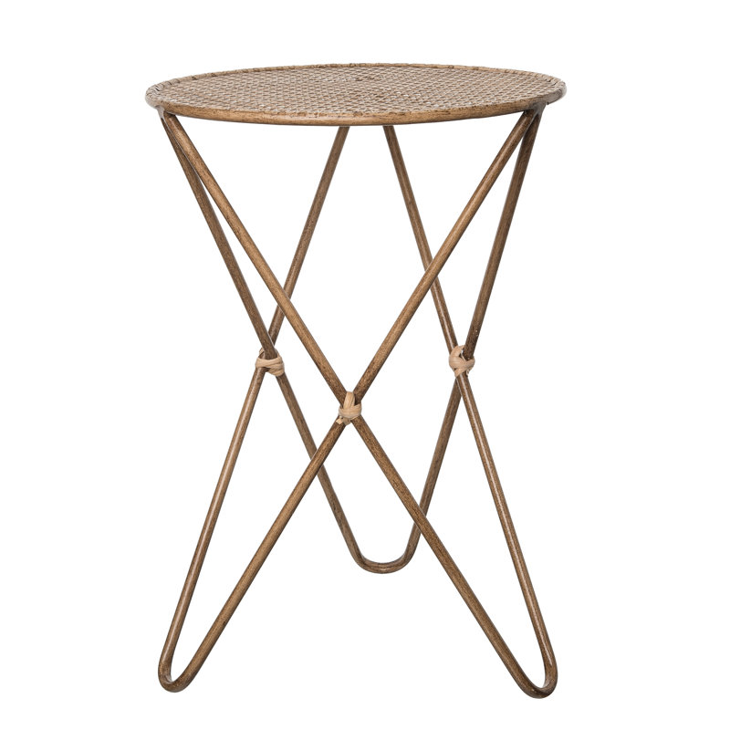 Metal 16.14 in. Brown Side Table