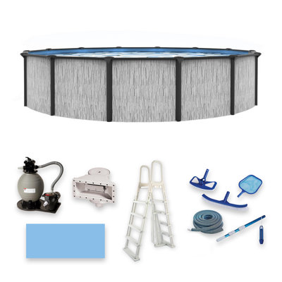 Sevilla Round 52-in Deep Steel Wall A/G Swimming Pool w/ 6-in Top Seat Pool Package