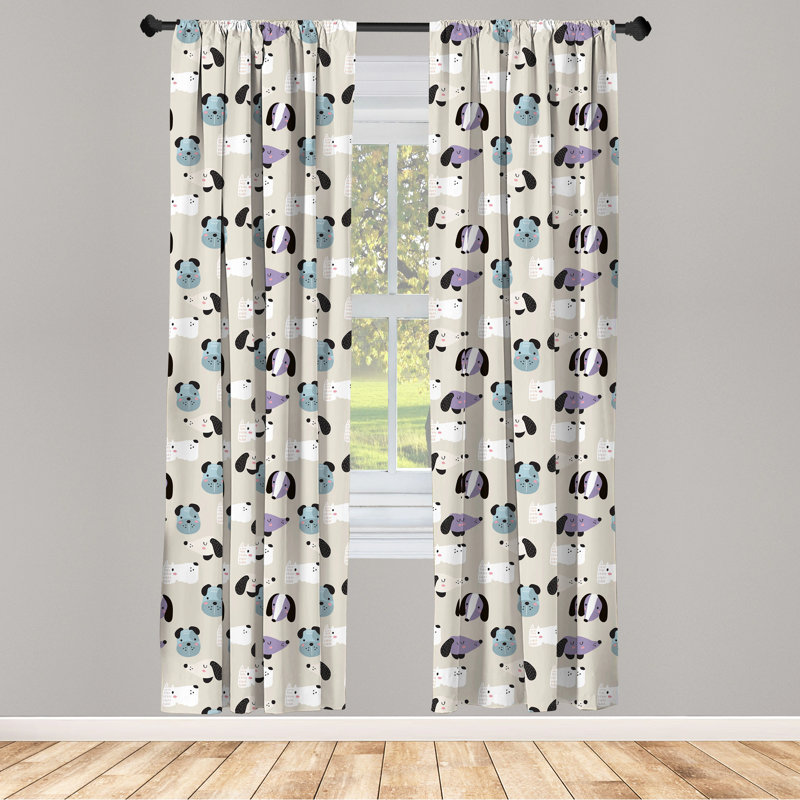 Dog Semi-Sheer Rod Pocket Curtain Panels, 28" x 84"