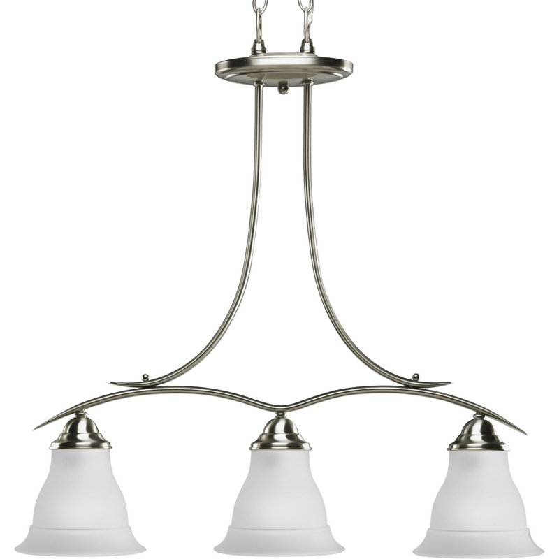 Antique Bronze 3-Light Chandelier with Etched Glass Shades