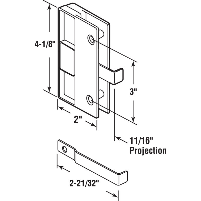 Prime-Line Sliding Screen Door Latch and Pull, 3 in. Hole Center, Black Plastic with Steel Latch, Mortise Install (Single Pack)