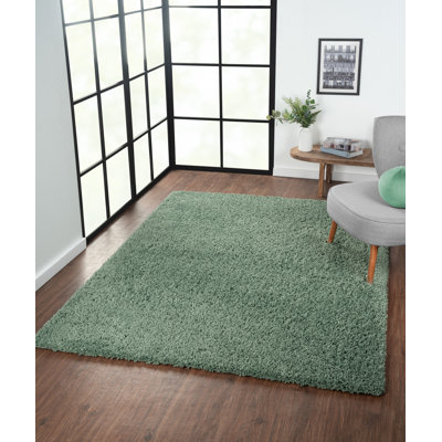 Lush shaggy carpet in  green