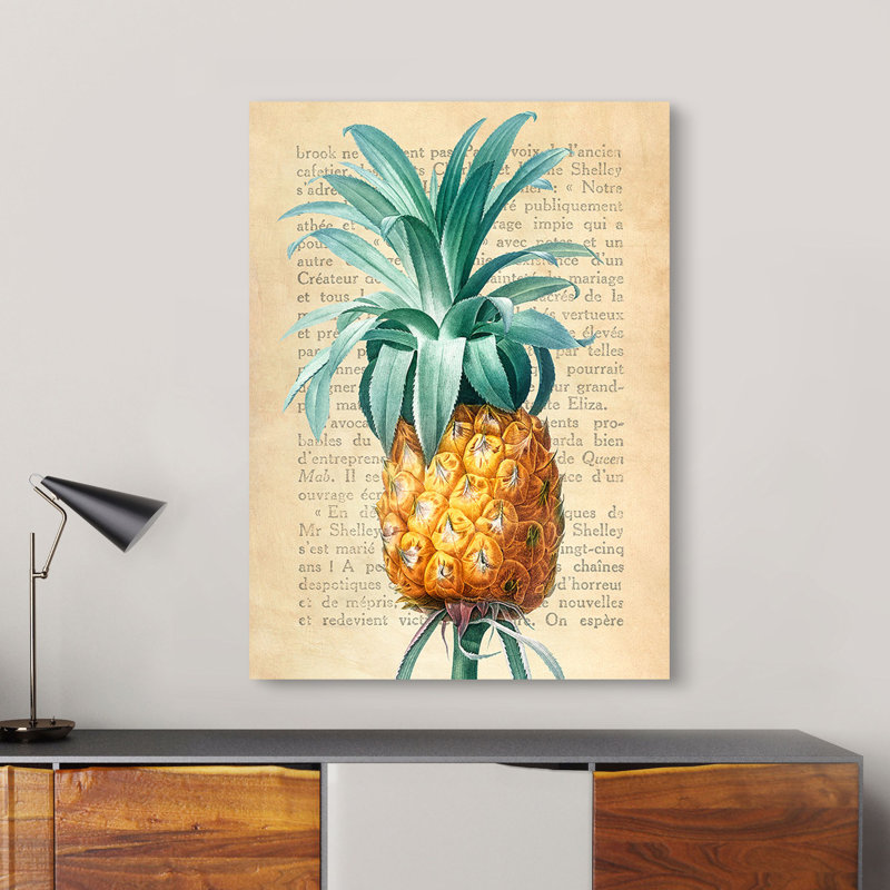 Pineapple, After Redouté by Remy Dellal - Wrapped Canvas Art Prints, 70cm H x 50cm W x 4cm D