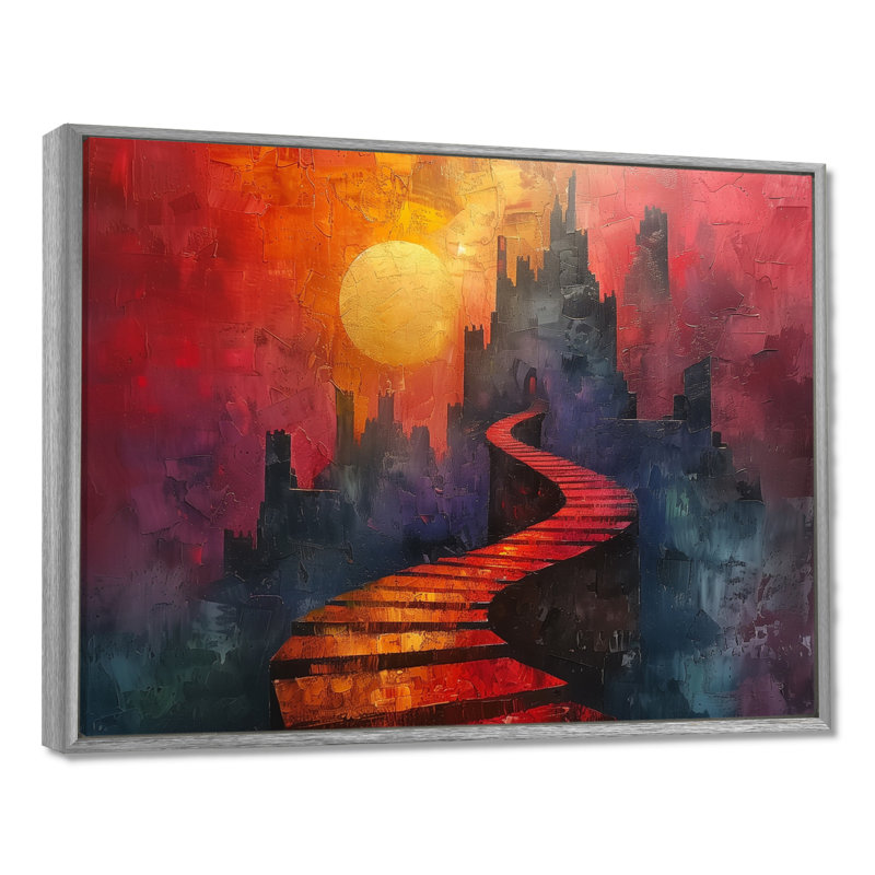 Sherine - Châteaux, salon d'art mural, H 30 po x l 40 po x P 1,5 po, Toile argentée avec cadre flottant