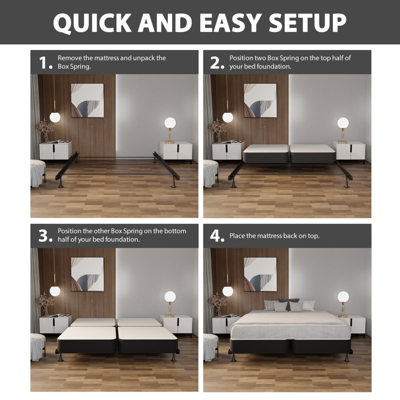 Sommier tapissier / base en bois fendu pour support de matelas, entièrement assemblé, Profil standard (8 po)