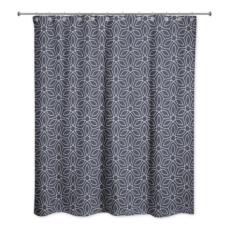 Rideau de douche à motif floral Rolman, Bleu marine