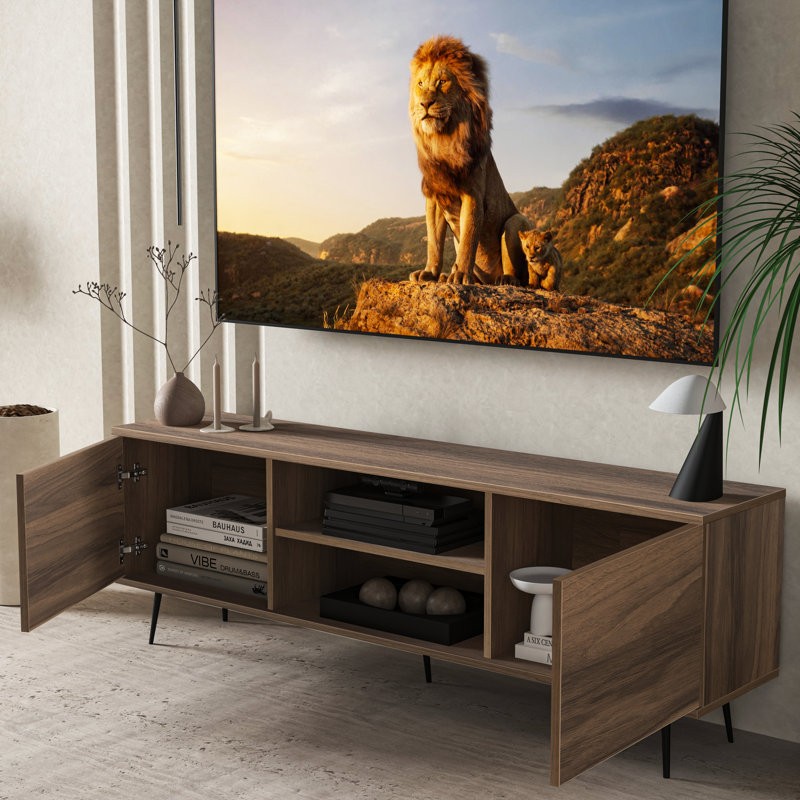 Ares 66'' Tv Stand For Tvs Up To 80", Brown Wood