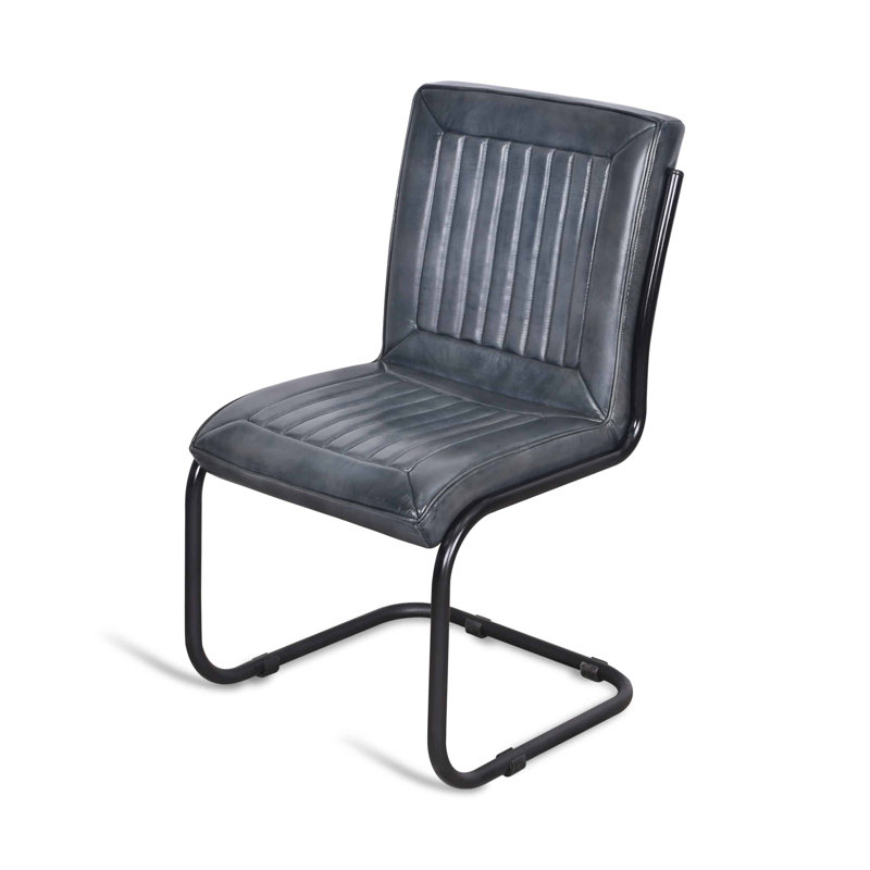 Auterson 18.9cm H Leather Upholstered Metal Upholstered Back Accent, Grey