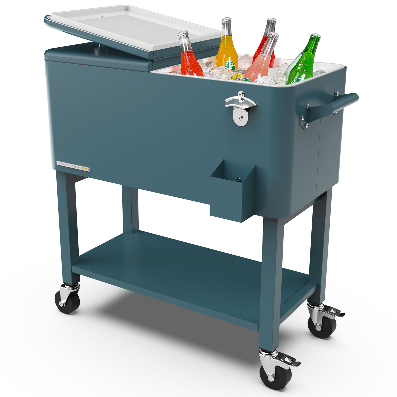 Permasteel Cooler with Removable Basin, Teal, Without Divider