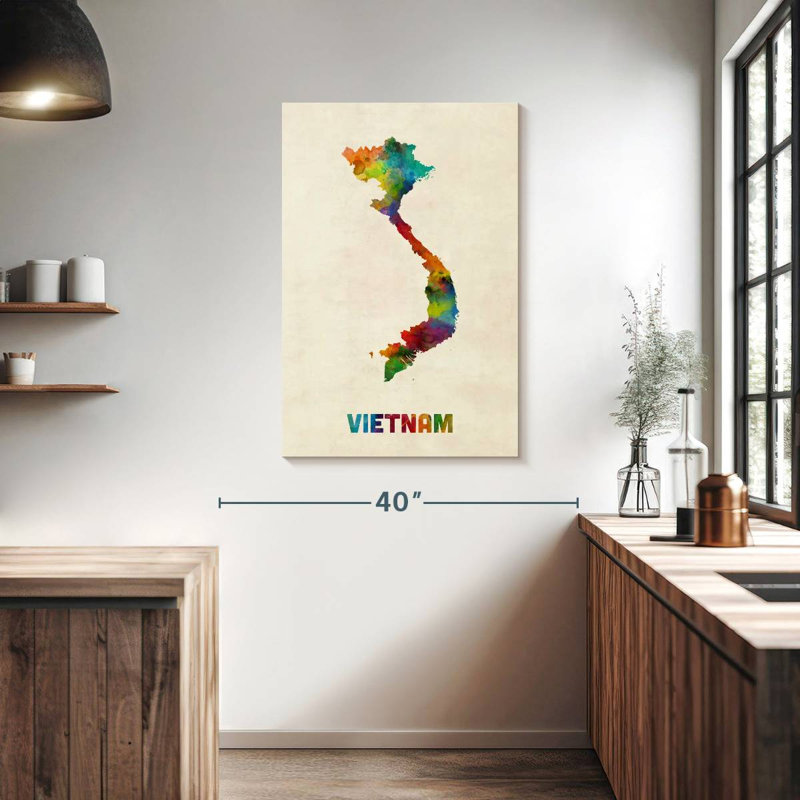 Carte d'aquarelle Aliaz Vietnam II, H 39 po x l 26 po