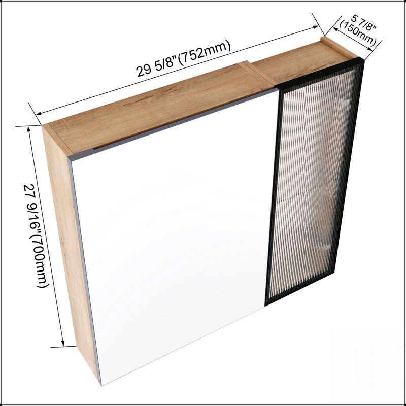 Armoire de salle de bain murale à miroir avec tablettes réglables, rangement spacieux et fabrication en contreplaqué durable pour les salles de bain modernes.
