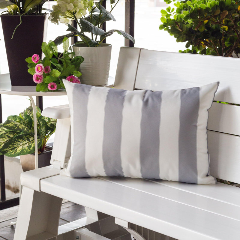 Horizon Stripe Pillow 14" x 20" - Outdoor & Indoor, Gray