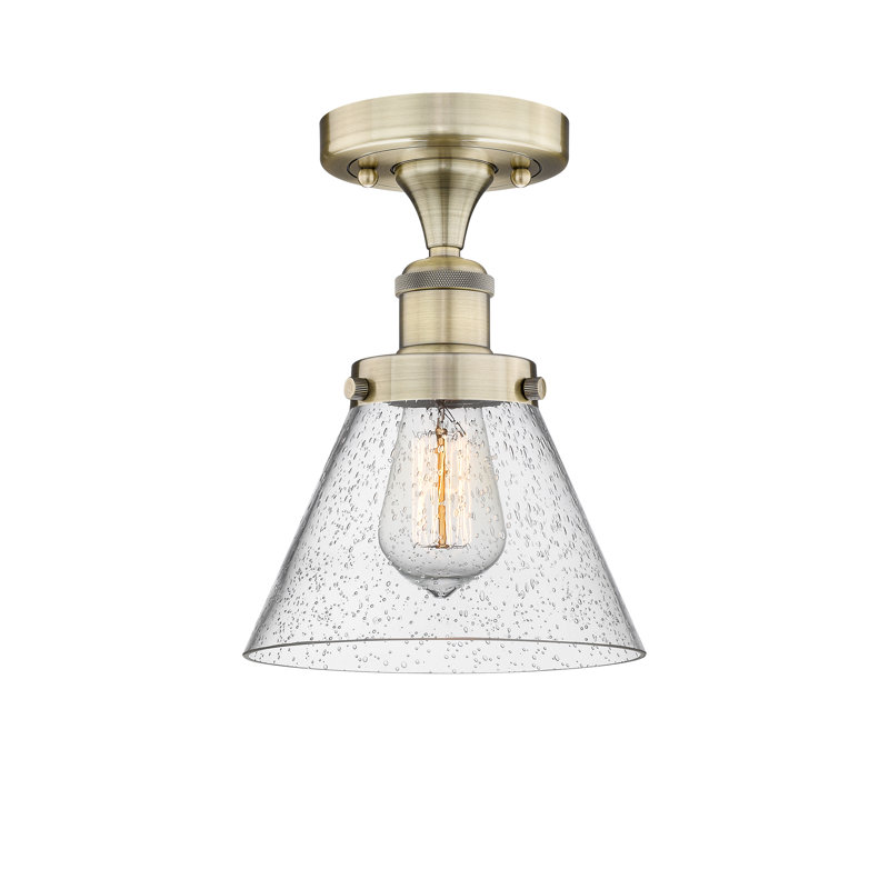 Magreb Glass Semi Flush Mount, Antique Brass