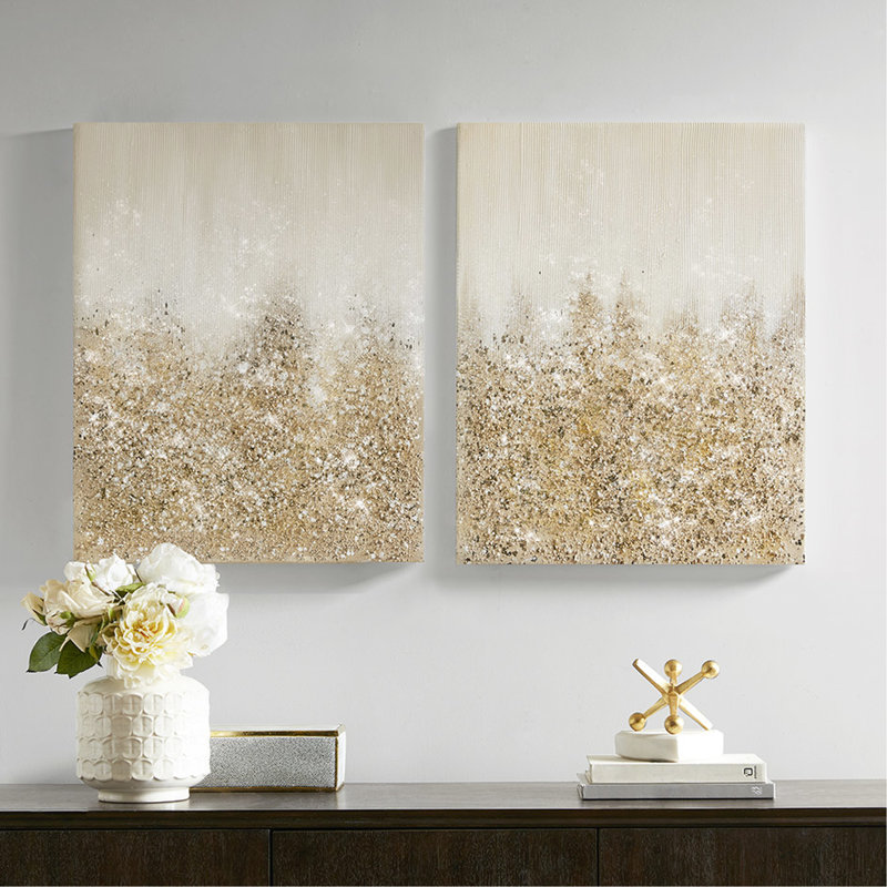 Toile d'art mural Glimmer 2, embellissement intense, paillettes dorées, pierre, intérieur, toile 22 po x 28 po, or, 22 x 28