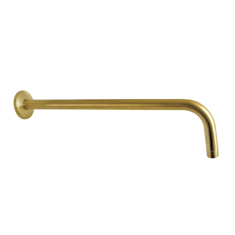 Kingston Brass Claremont 17-Inch J-Shaped Rain Drop Shower Arm with Round Flange, Brushed Nickel