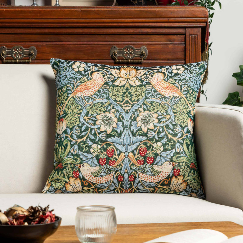 Floral Green Cushion, 43x43cm, Synthetic filled