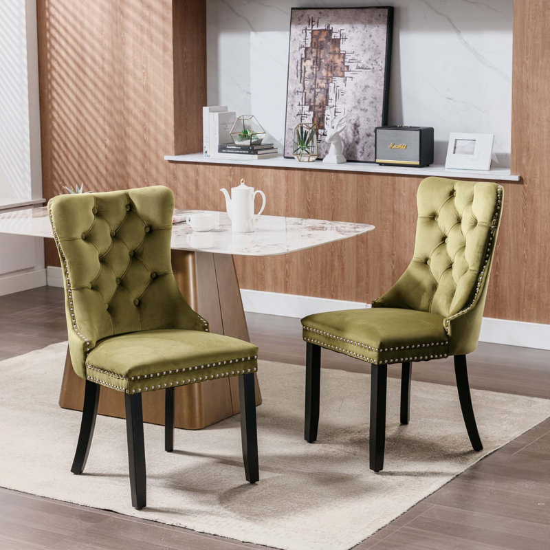 Chaise de salle à manger Ascano, Vert olive