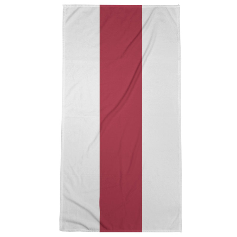 Bath Towel, White/Dark Red