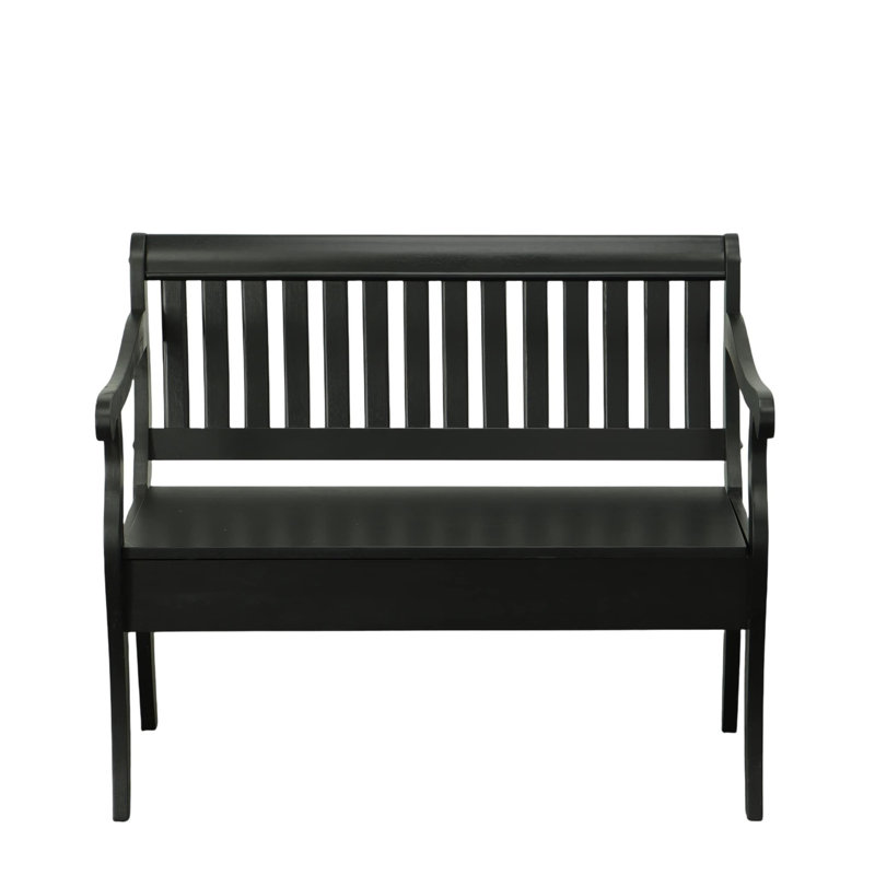 42" Black Solid Wood Storage Bench With Flip Top