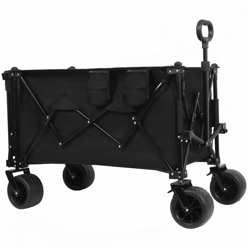 Wagon pliable avec hayon rallongé, Noir + gris