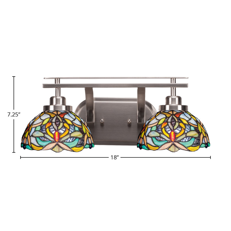 Estella 2 Light Bath Bar Shown With 7" Kaleidoscope Art Glass, Brushed Nickel