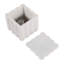 Boîte de rangement décorative carrée en marbre festonné avec couvercle pour la présentation de la maison - Boîte de rangement moderne pour décoration de chambre à coucher - 5 po, blanc et ivoire