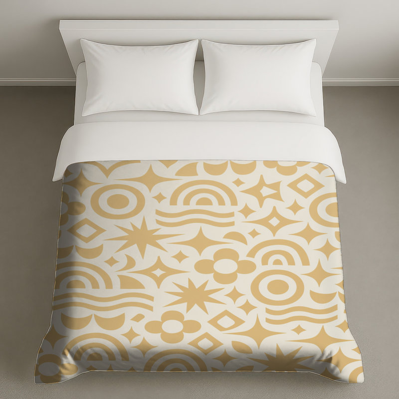 Housses de couette à motif géométrique beige, Twin