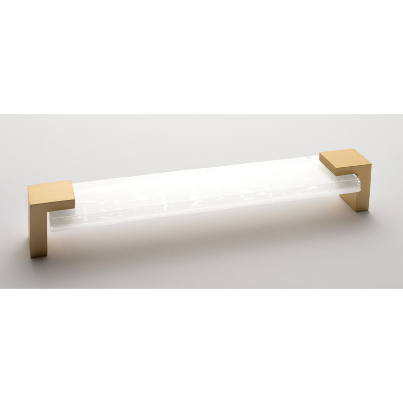 Affinity 8" Center to Center Decorative Cabinet Hardware Bar Pull, Satin Brass/White