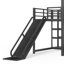 Lit superposé double en métal avec escalier de rangement, glissière, rails de sécurité, noir-129592268
