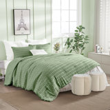 Wonderful Clipped Jacquard Comforter Set Tufted Circle Pattern Lightweight All-Season Bedding